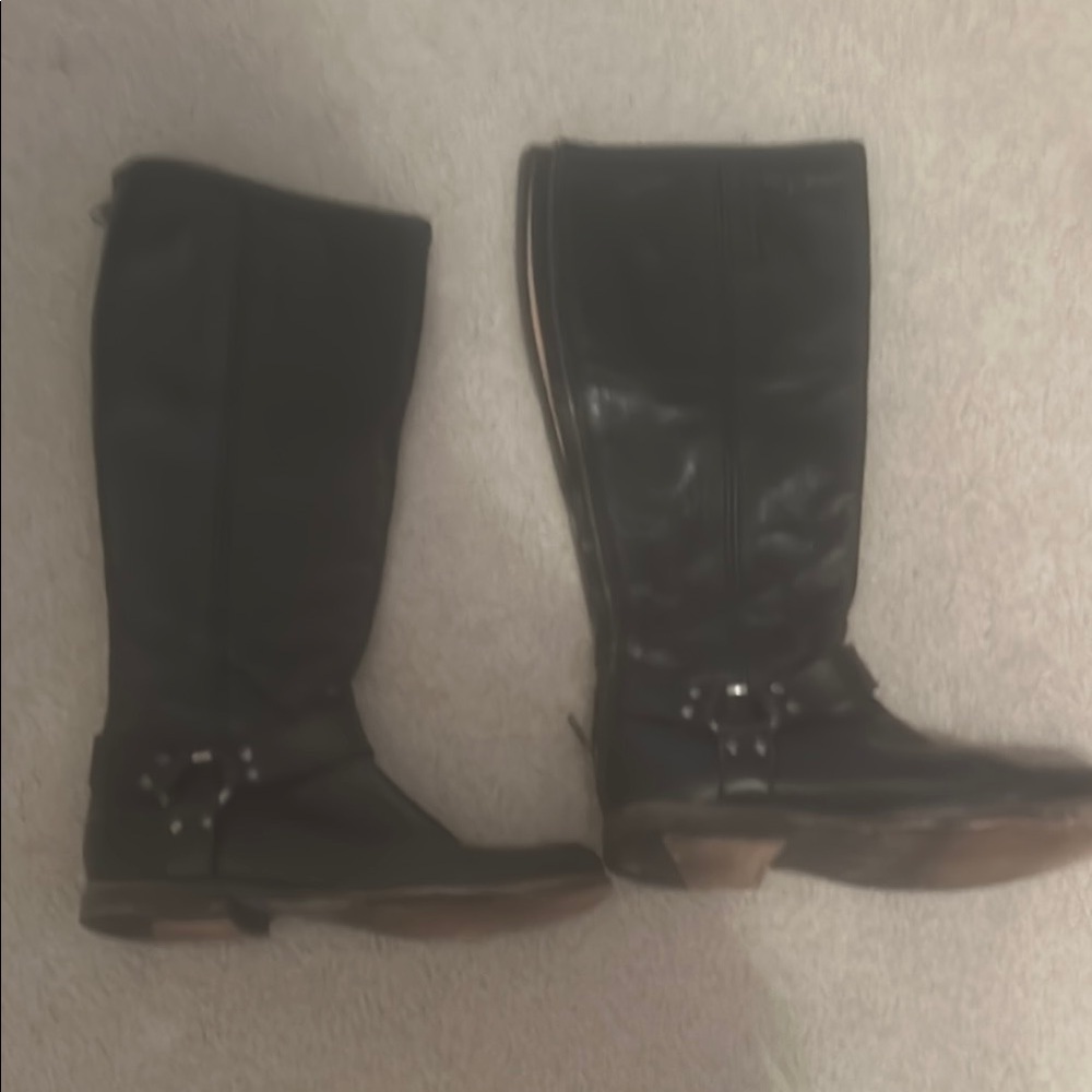 Frye Black Leather Over the Knee Boots
